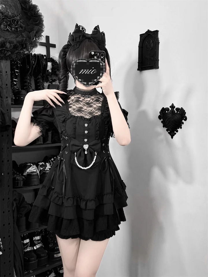 Ryousangata Dress and Shorts Set, Heart & Lace 45812:862944