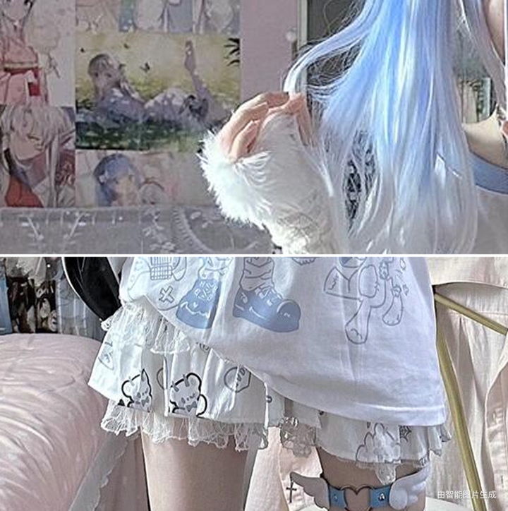 Tenshi Kaiwai Short Sleeved T-Shirt, Anime Graphic 45470:851890