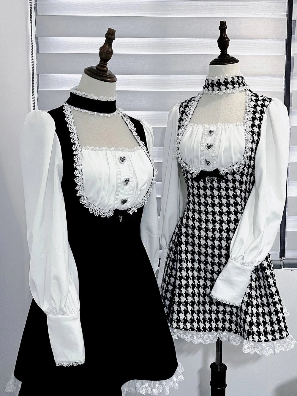 Jirai Kei Houndstooth Dress, Non Detachable Choker 45266:842677