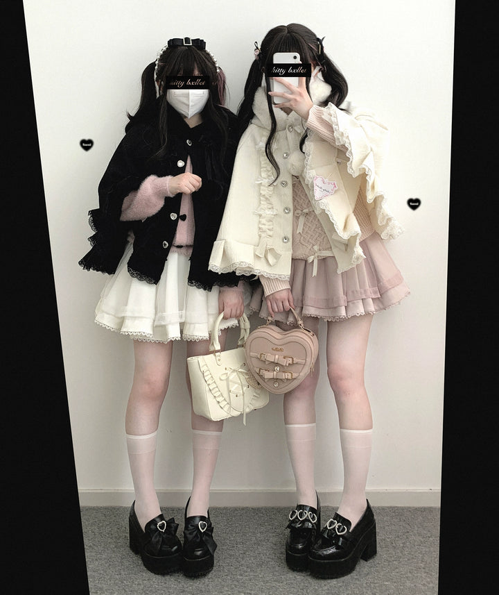 Sweet Style Winter Hooded Cape, Heart Rhinestone 42542:783465