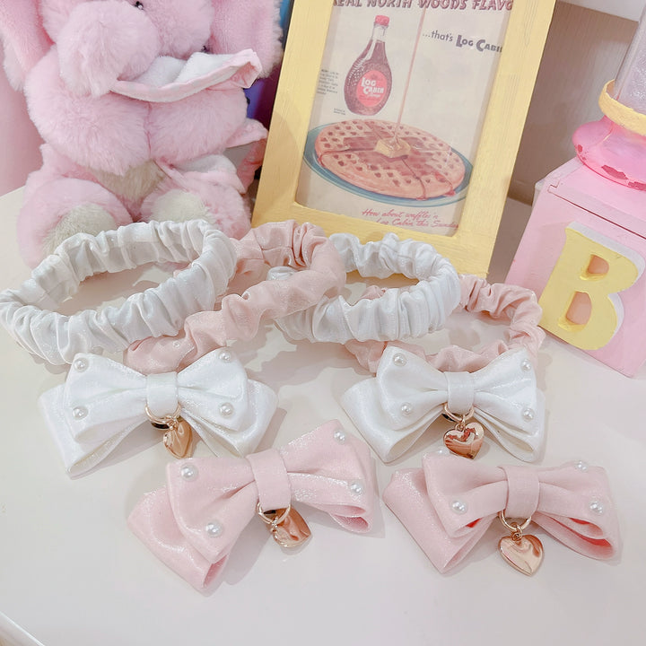 Kawaii Fashion Pink Bow Tie Shoe Clips Elastic Straps 21896:331842