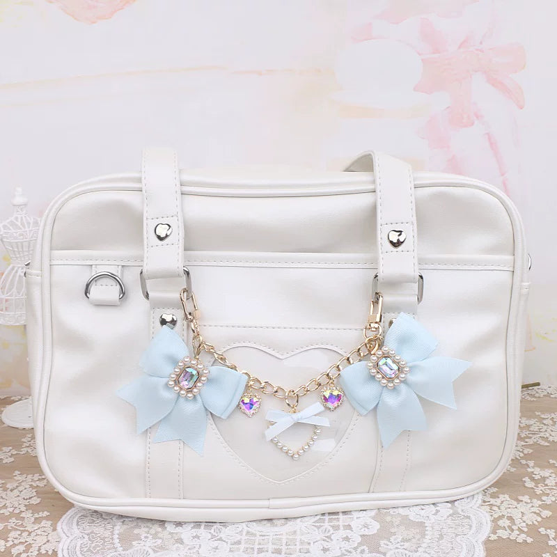 Ryousangata Bag Chain & Bow Charm, Heart-Shaped Rhinestone 45075:839448