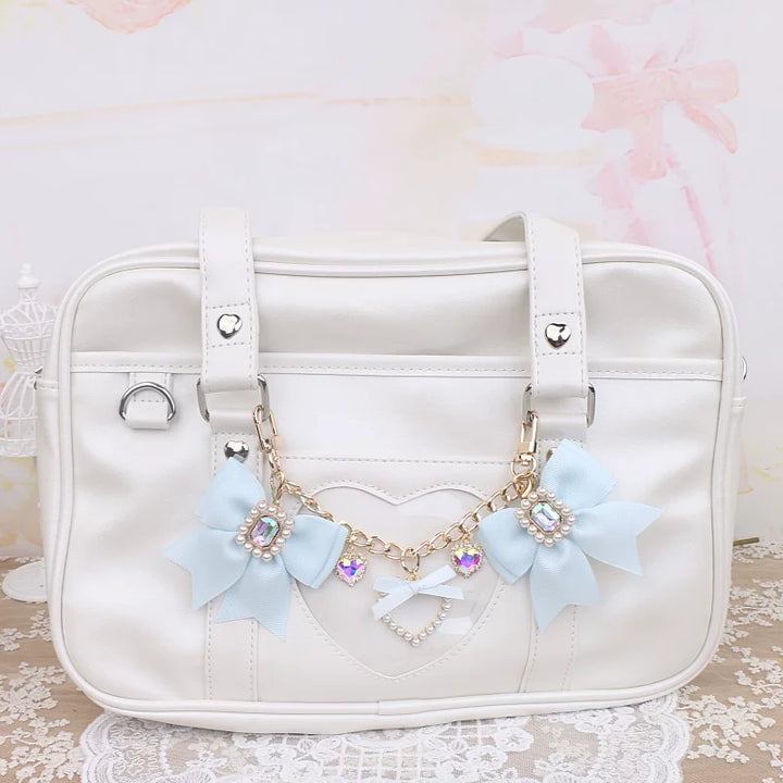 Ryousangata Bag Chain & Bow Charm, Heart-Shaped Rhinestone 45075:839448