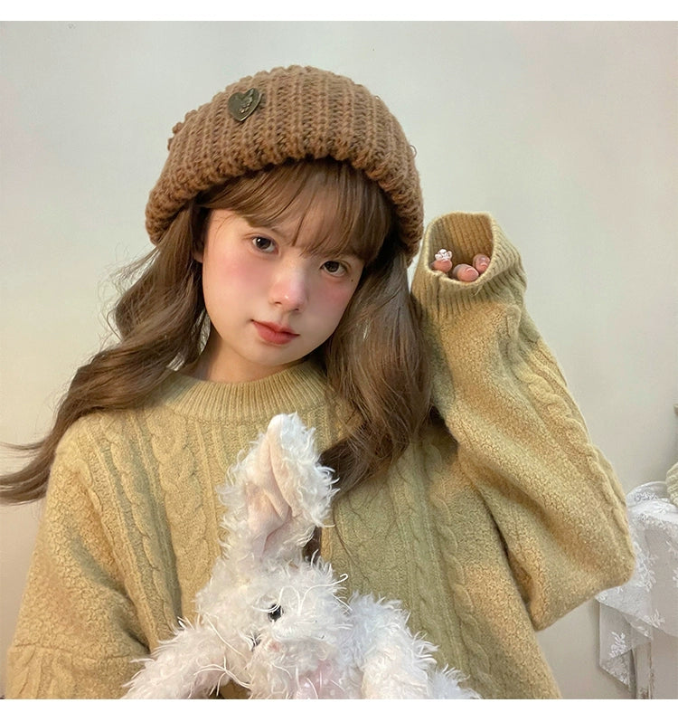 Warm Knitted Hat Thick Woolen Cap Winter Cold Hat 39338:620424