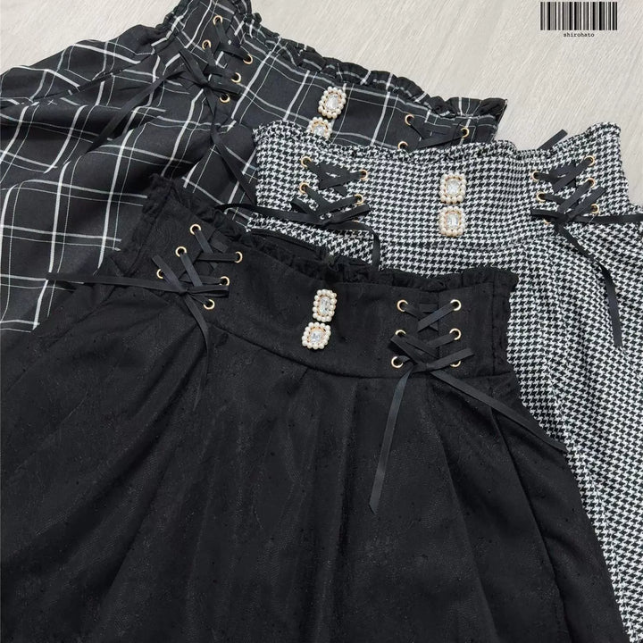 Jirai Kei Skirt Ryousangata Plaid Skirt Lace Suspender Skirt 41690:710728