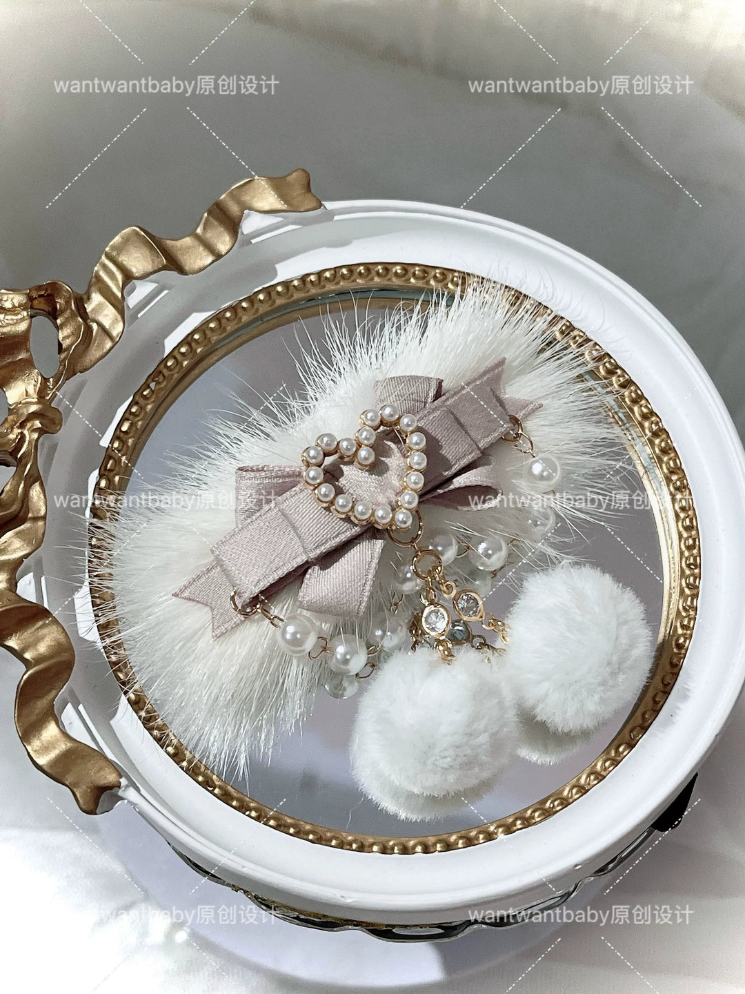 Winter Ryousangata Hair Clip, Pom Pom Pendant 44462:809804