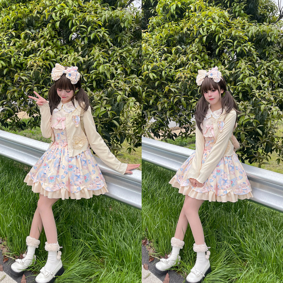 Sweet Lolita Dress Bear Print Jumper Dress Kawaii Salopette 37288:555330 37288:555330