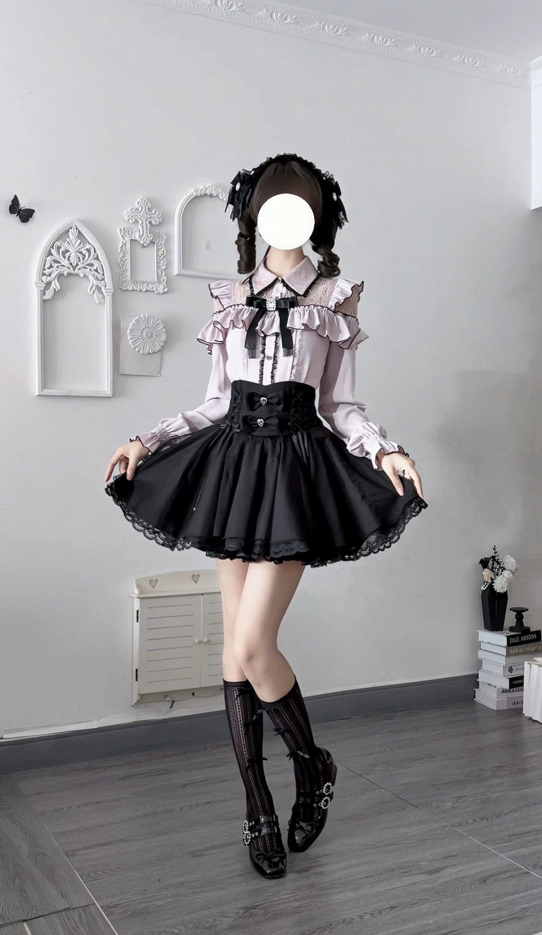 Seiso Kei Pink Blouse & Mermaid Skirt, Lace & Ruffles 45933:870747