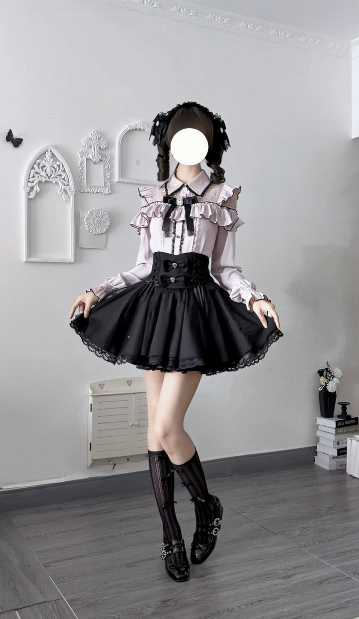 Seiso Kei Pink Blouse & Mermaid Skirt, Lace & Ruffles 45933:870747