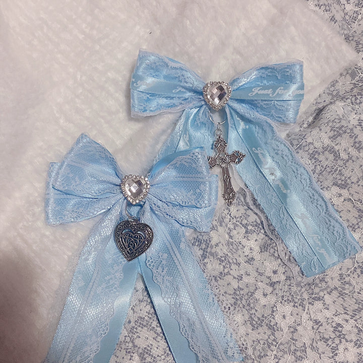 Jirai Kei Headwear Ryousangata Blue Bow Hair Accessories Set 29326:352780 29326:352780