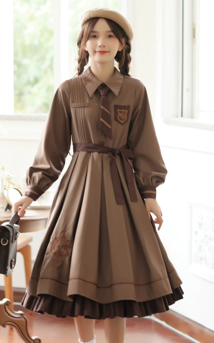 Preppy JK Uniform Dress A-line Princess Dress With Cape Multicolor (L M S XL) 42437:761037
