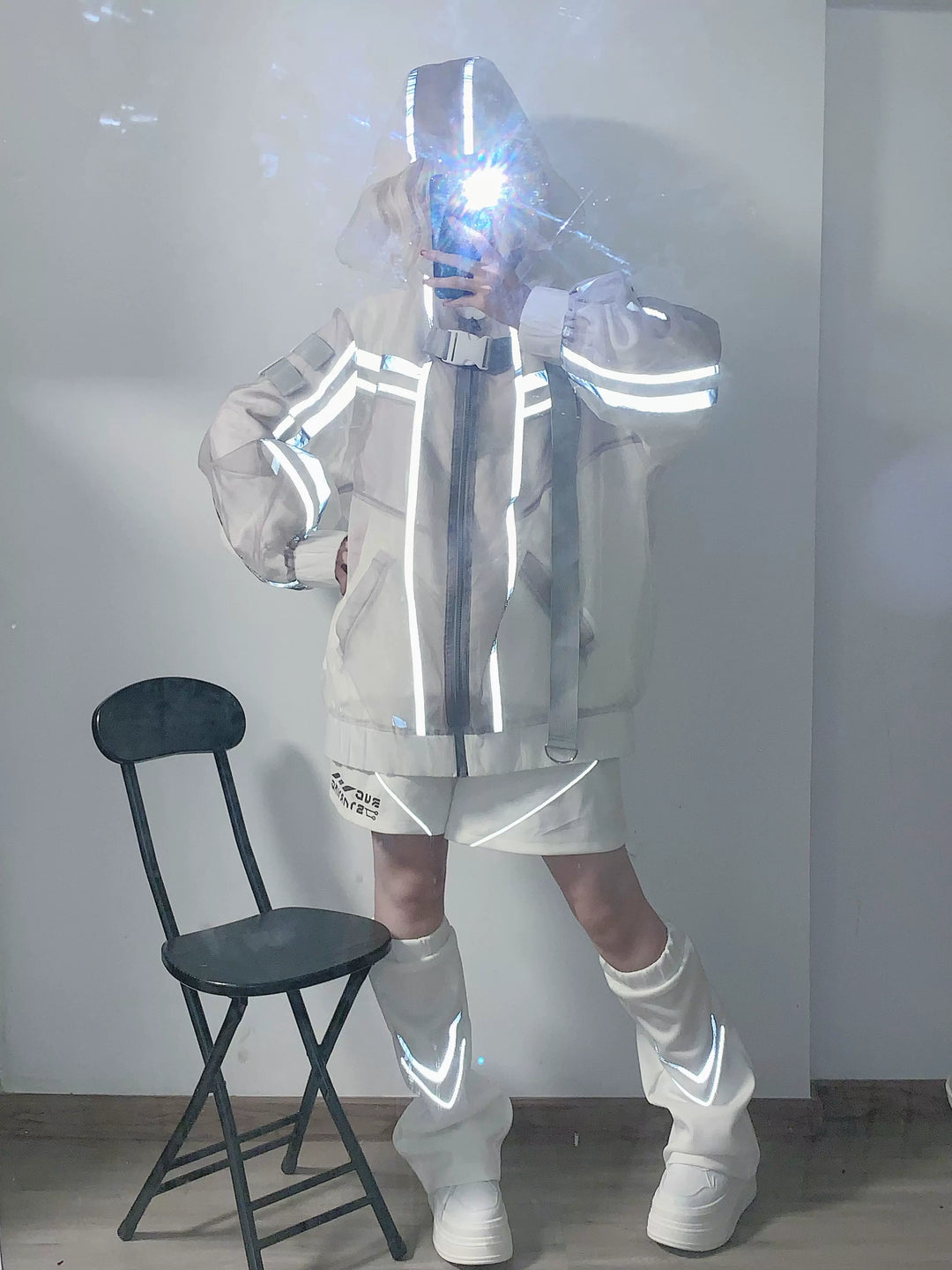 Subculture Organza Coat with Leg Warmers, Reflective Trim 45559:854216