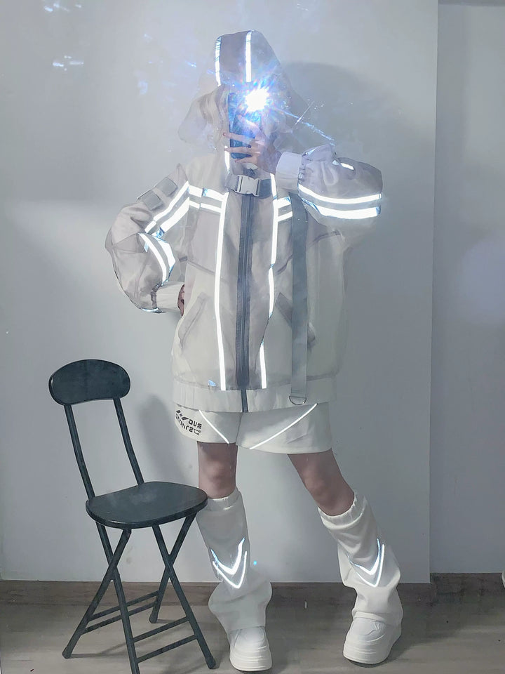 Subculture Organza Coat with Leg Warmers, Reflective Trim 45559:854216
