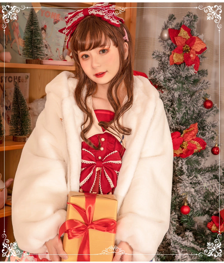 Sweet Lolita Winter Coat Plush Hoodie Jacket Bunny Ears 40318:661424