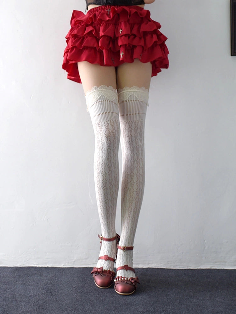 Lolita Fishnet Stockings, Lace Cuffs 44085:795602
