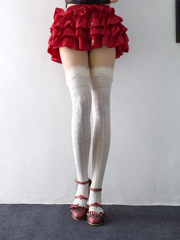 Lolita Fishnet Stockings, Lace Cuffs 44085:795602