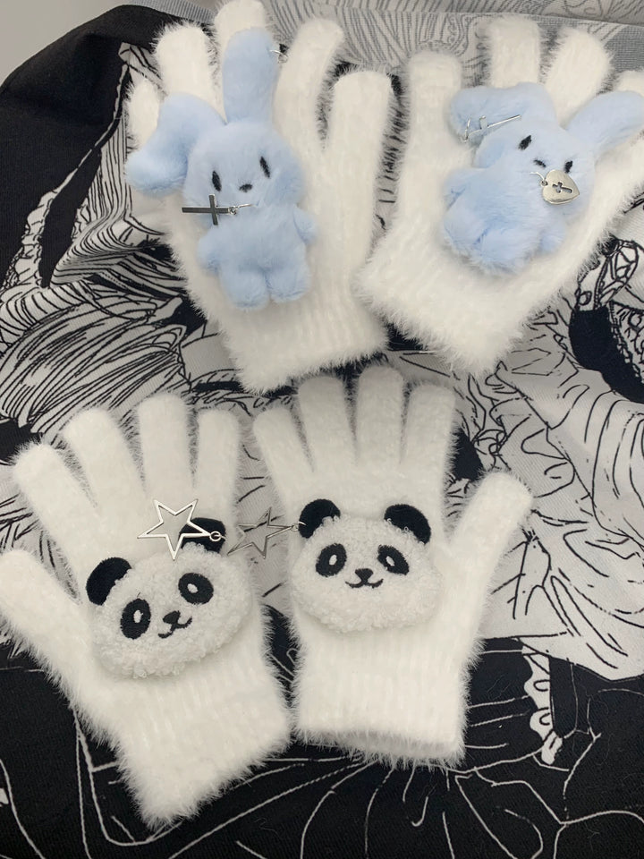 Jirai Kei Gloves Panda Bunny Gloves Winter Furry Gloves 33762:443690