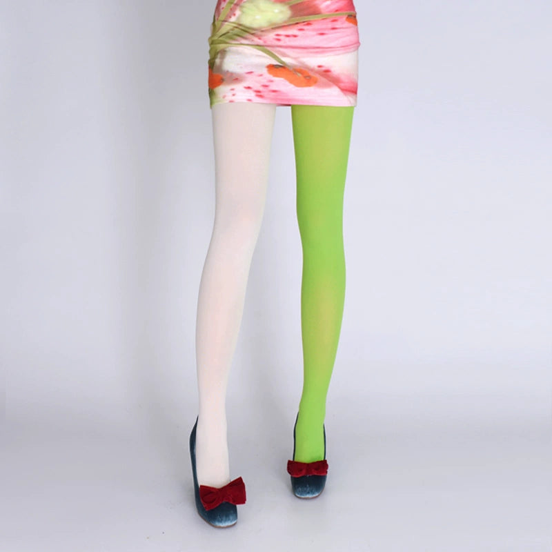 Y2K Style Velvet Pantyhose, Bold Color Contrast 43756:784643