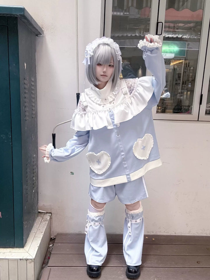 Tenshi Kaiwai Oversized Hoodie Set, Heart & Cross Details (M S) 45462:850903