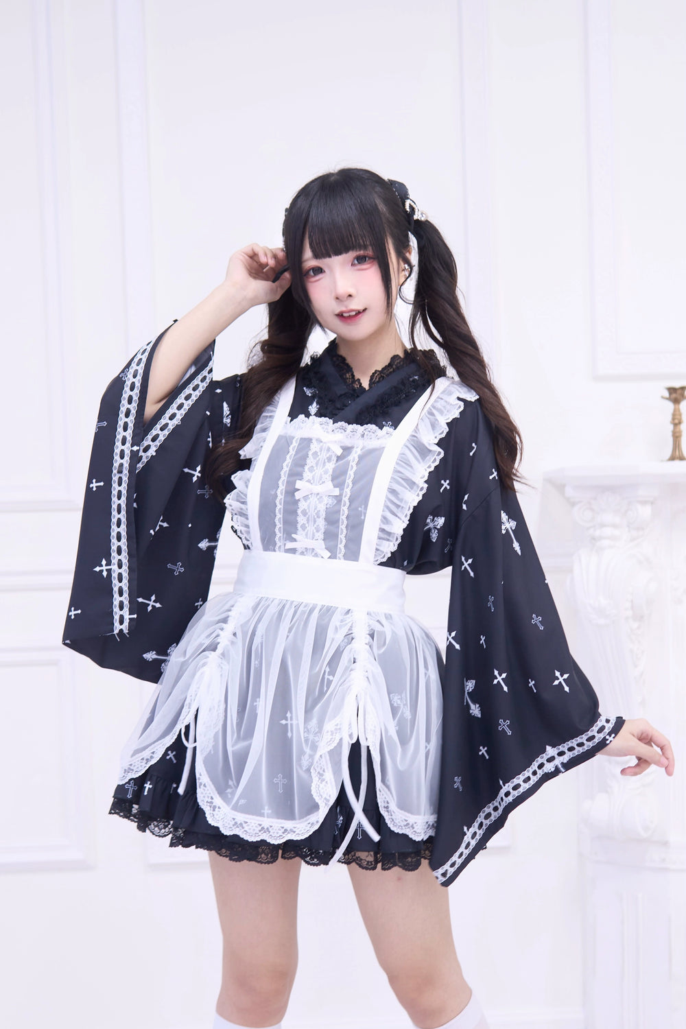 Sheer Jirai Kei Maid Apron With Lifting Hem (M) 43220:771266