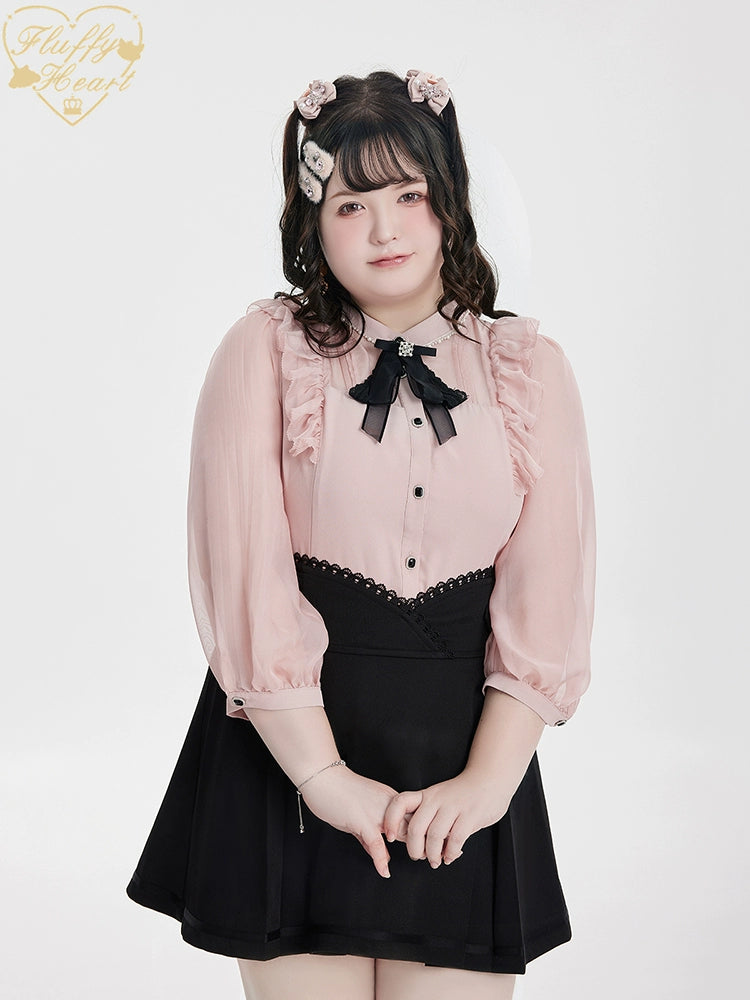 Jirai Kei Skirt Black Pink Skirt Lace Box Pleated Skirt No Restock 32912:443750
