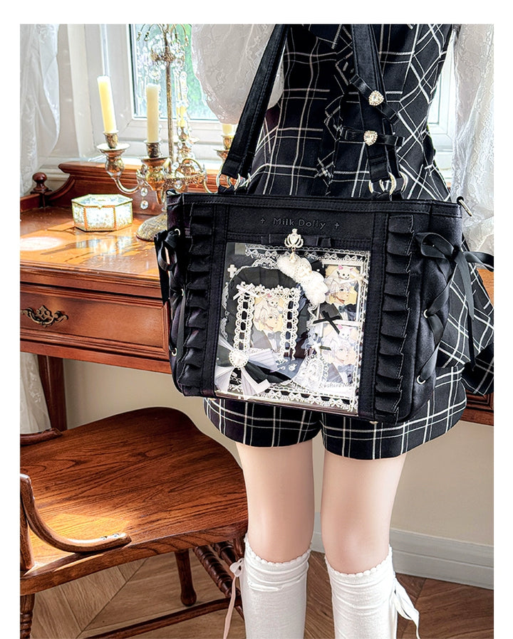 Large-Capacity Ita Bag, Clear Window Front + Rhinestones 43231:779315