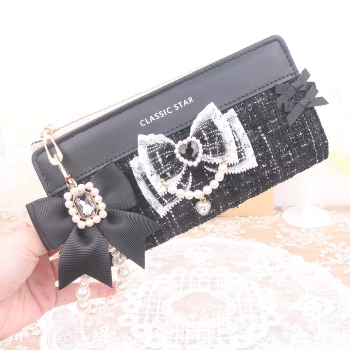 Ryousangata Rhinestone Wallet, Pom-Pom Pendant 45068:839573