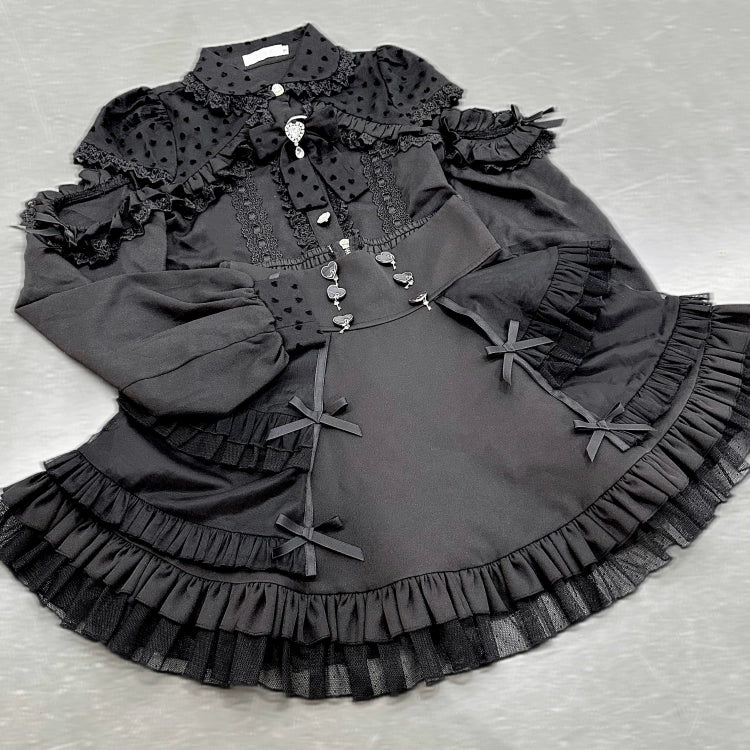 Jirai Kei Skirt High-waist Skirt Black Tiered Skirt 39696:634186