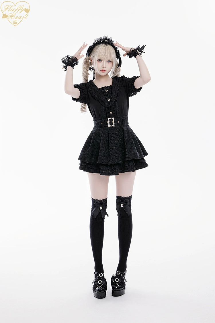 Lace Sailor Collar Jirai Kei Blouse, Heart Buttons 43586:780430