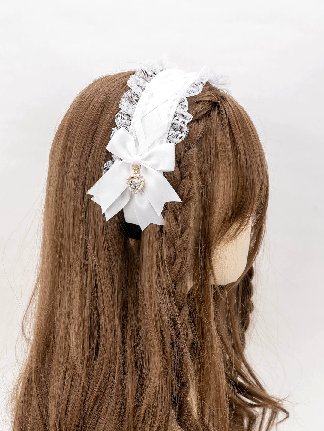 Jirai Kei Hair Hoop Lace Cross Bow Heart Diamond Hairband 21584:311716 21584:311716