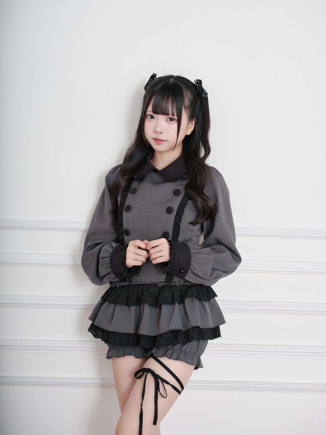 Jirai Kei Double-Breasted Top, Tiered Skort 45931:871185
