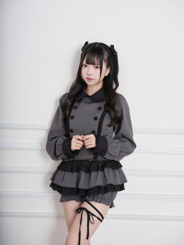 Jirai Kei Double-Breasted Top, Tiered Skort 45931:871185