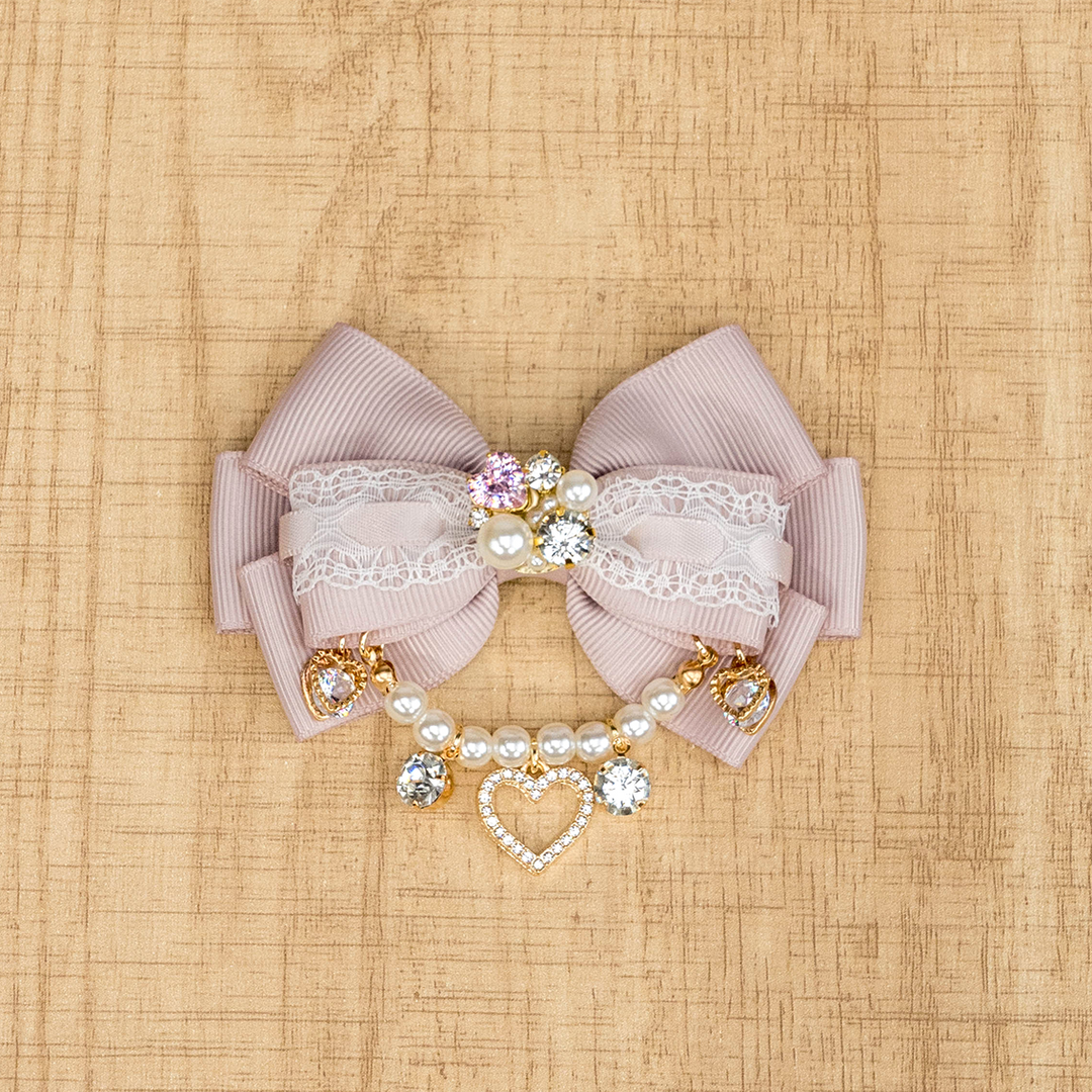 Jirai Kei Hair Clip Handmade Pearl Chain Bow Barrette 36116:512418 36116:512418