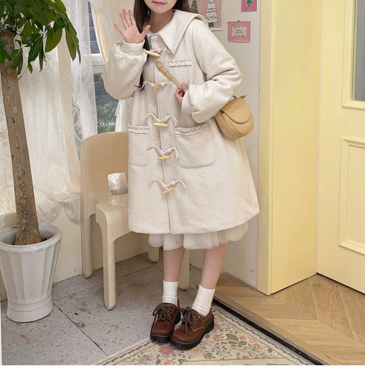 Kawaii Pink Yellow Beige Coat With Cow Horn Button 29450:347930 29450:347930