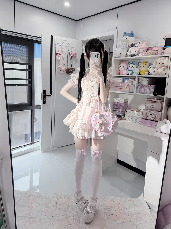 Ryousangata Dress and Shorts Set, Heart & Lace 45812:862953