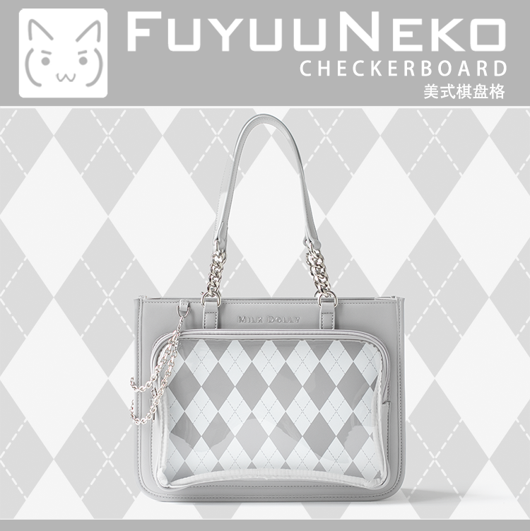 Large Capacity Ita Bag, Checkered Background (Gray) 43233:779400