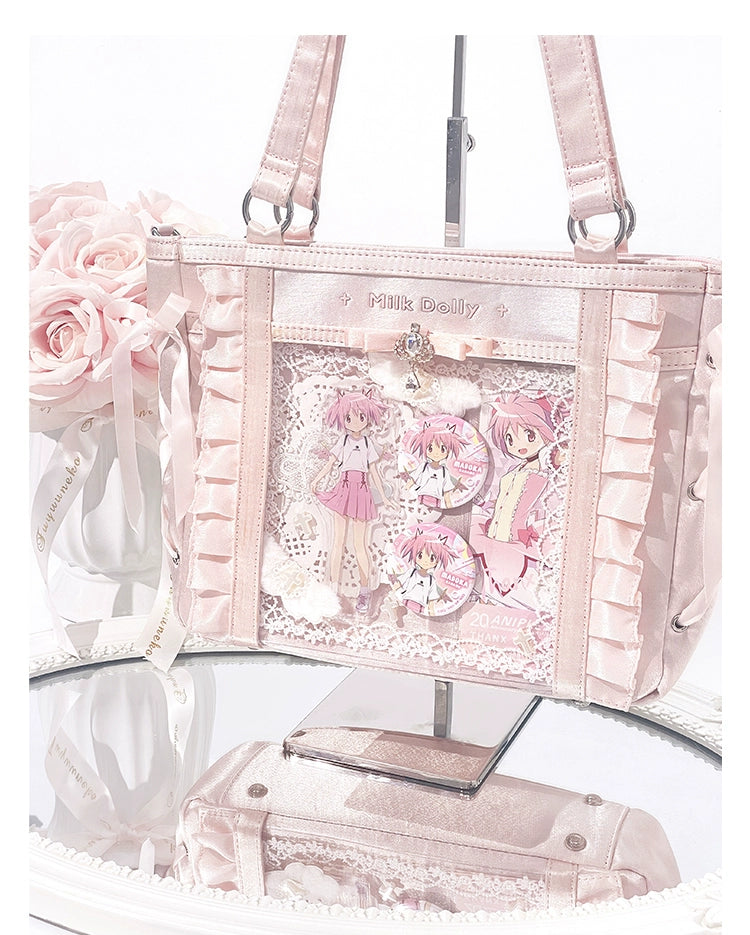 Large-Capacity Ita Bag, Clear Window Front + Rhinestones 43231:779301