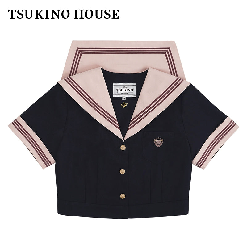 Navy and Pink JK Uniform Top + Pleated Skirt (2XL 3XL L M S XL) 43790:785222