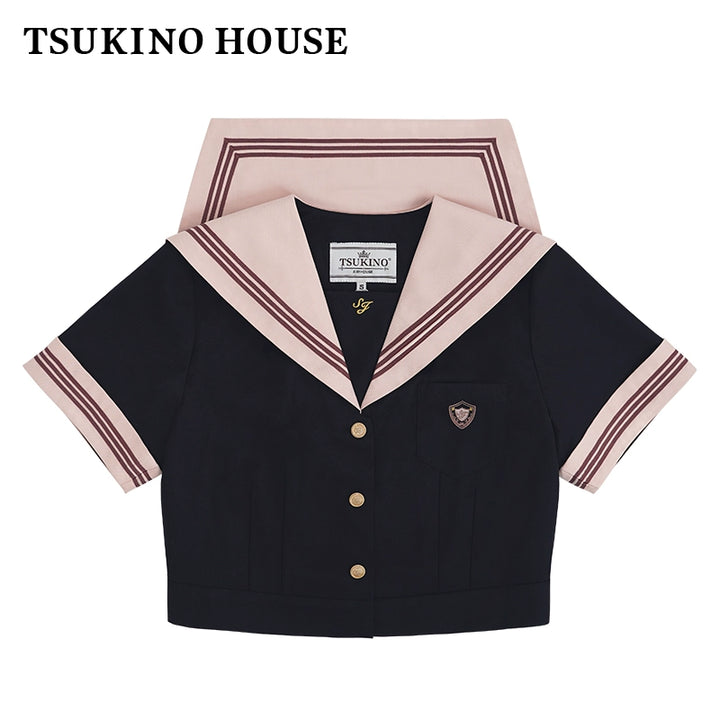 Navy and Pink JK Uniform Top + Pleated Skirt (2XL 3XL L M S XL) 43790:785222