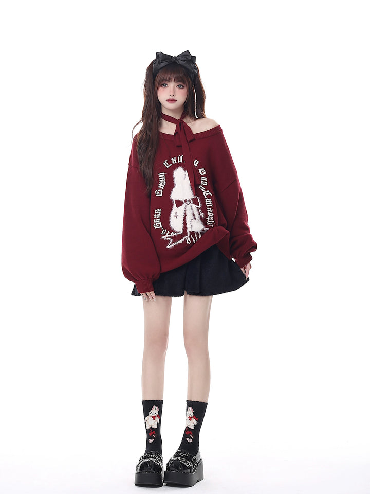 Kawaii Sweater Christmas Pullover Lantern Sleeve Sweater 39552:632978