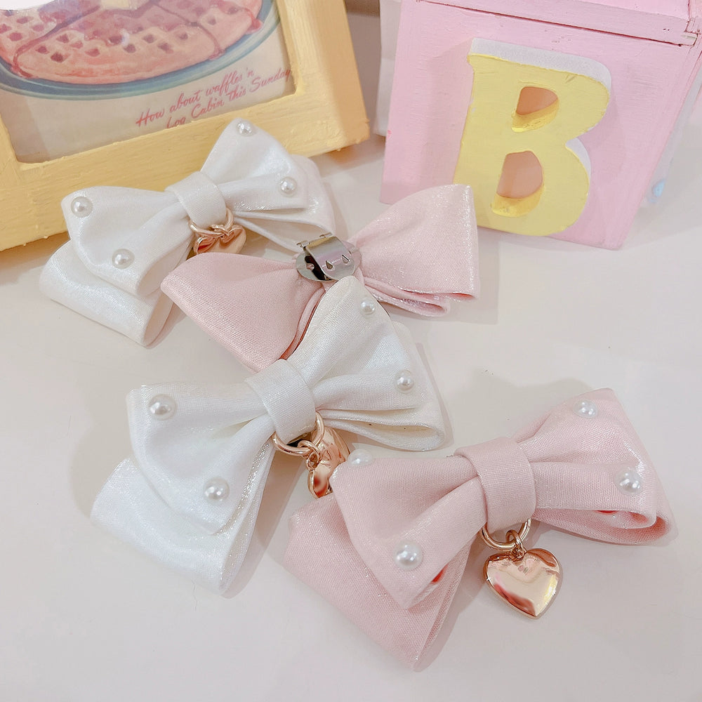 Kawaii Fashion Pink Bow Tie Shoe Clips Elastic Straps 21896:331858 21896:331858