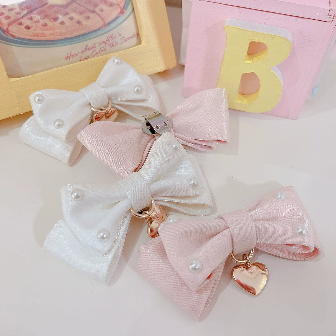 Kawaii Fashion Pink Bow Tie Shoe Clips Elastic Straps 21896:331858