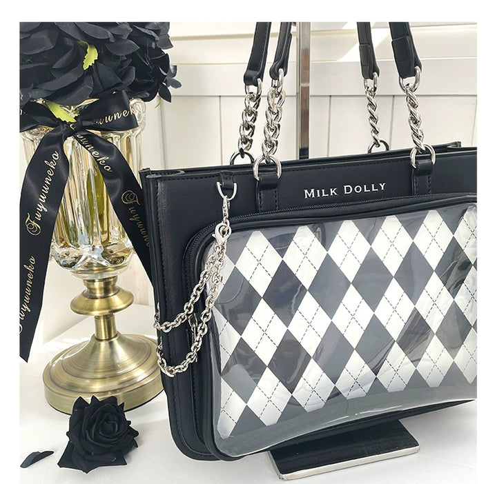 Large Capacity Ita Bag, Checkered Background 43233:779438