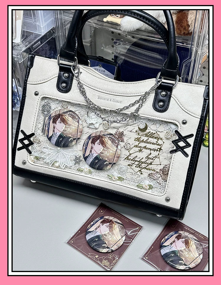 Y2K Square Shaped Ita Bag, Clear Window & Star Chain 45418:848153
