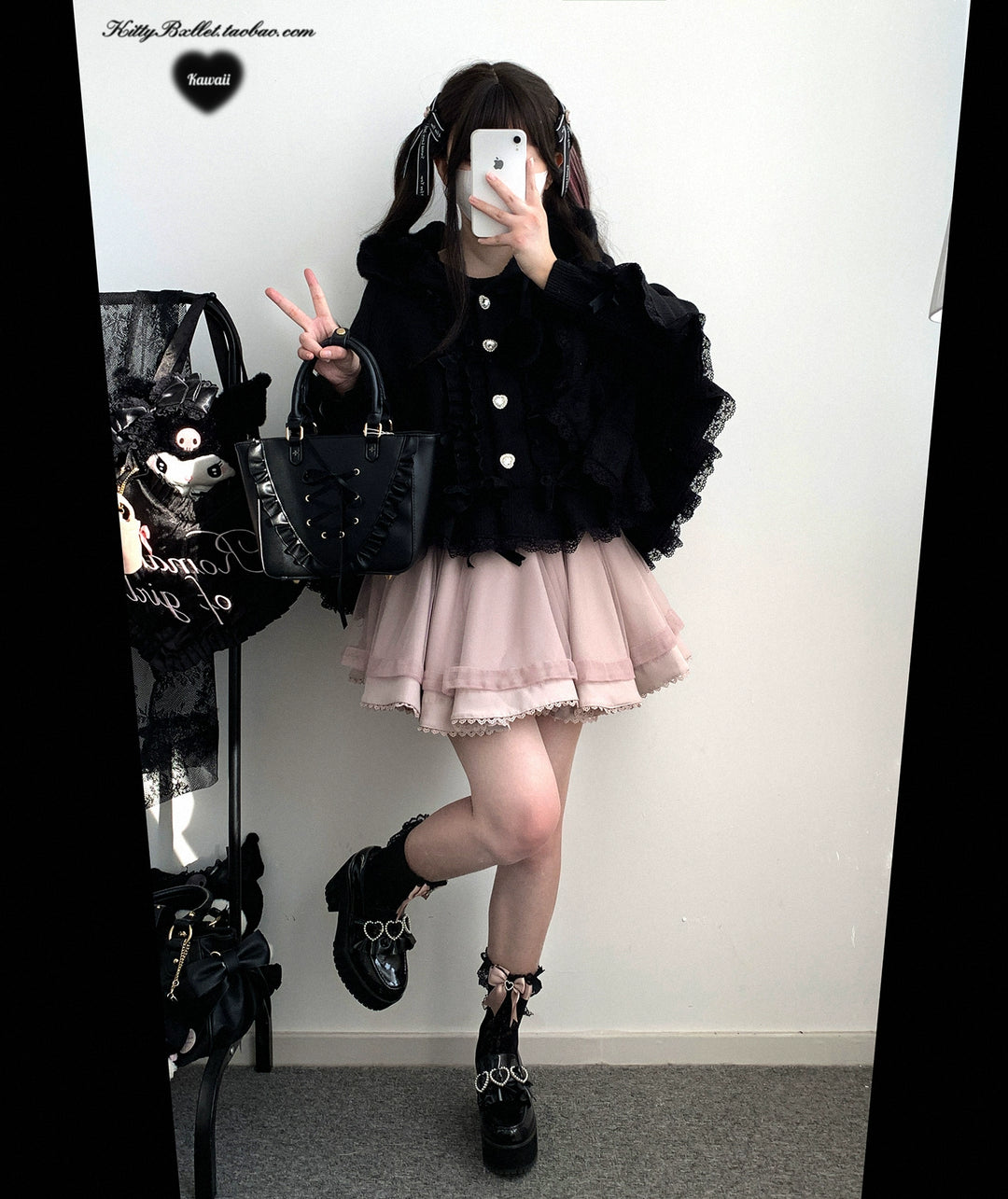 Sweet Style Winter Hooded Cape, Heart Rhinestone 42542:783457