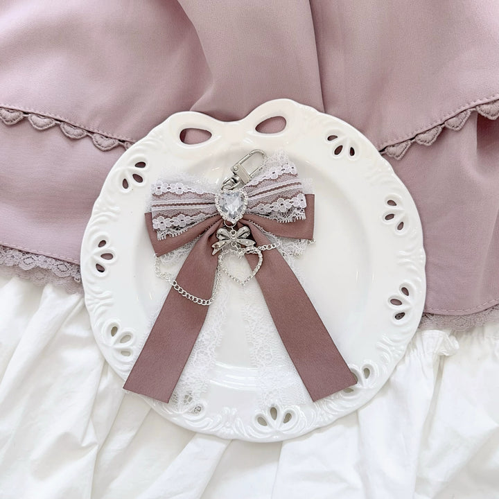 Ryousangata Bow Bag Pendant, Heart Rhinestone and Chain 45525:852367