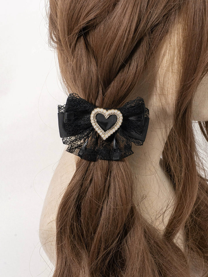 Kawaii Heart-Shaped Lace Sweet Hair Clips Multicolor 21564:309568 21564:309568