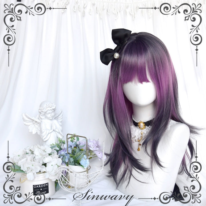 Y2K Gradient Purple Wig Mid-length Straight Wig 38886:605816