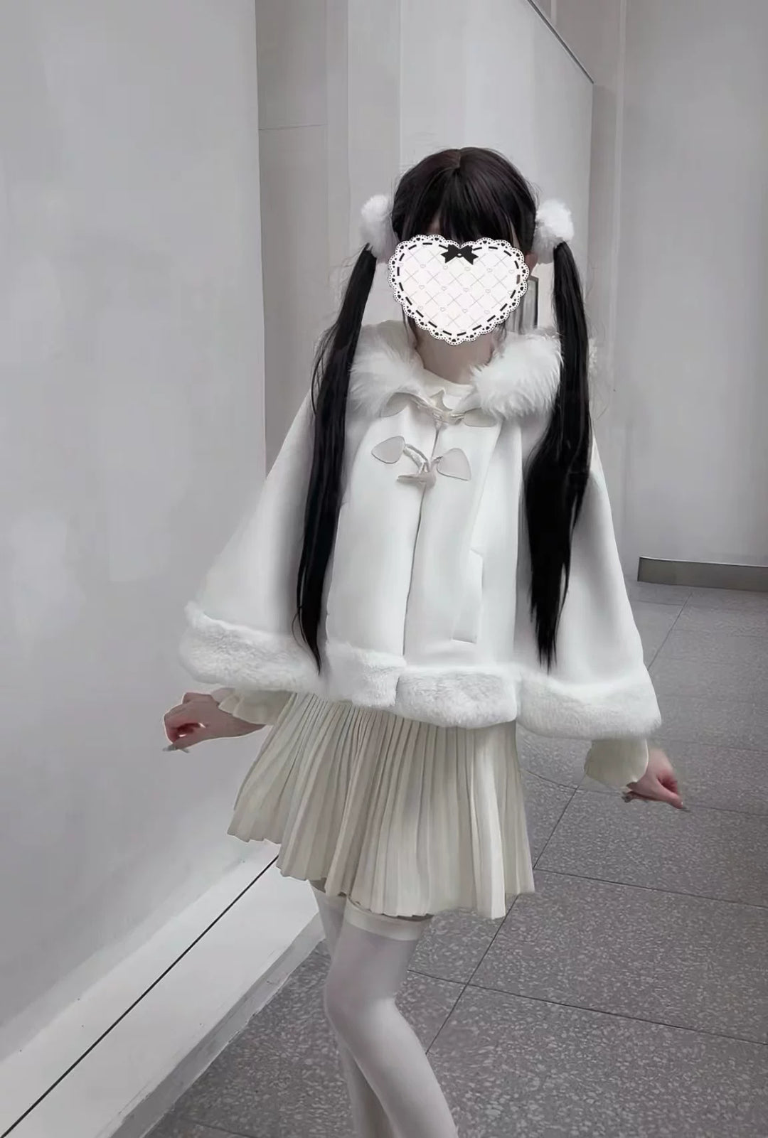 Jirai Kei Cape, Ear-Accented Hood and Toggle Buttons 44513:816762