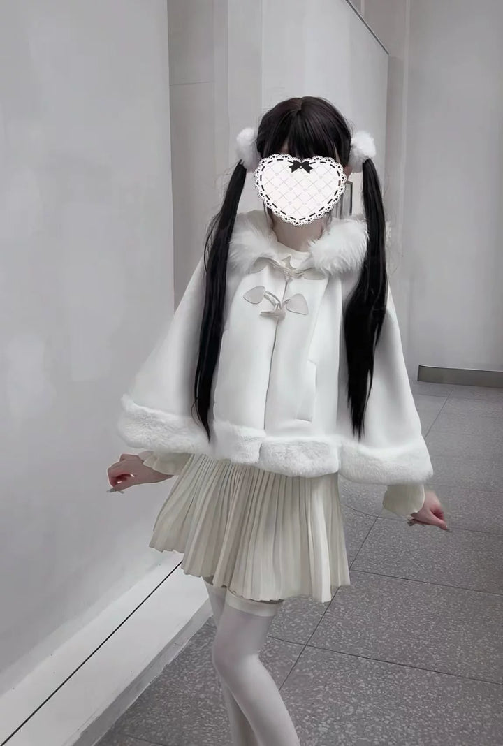 Jirai Kei Cape, Ear-Accented Hood and Toggle Buttons 44513:816762